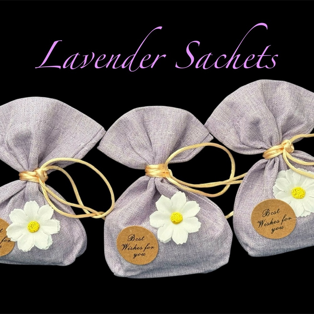 French Lavender Linen Sachets Set of 3 Sachets  (D)